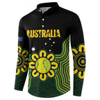 Personalised Australia Tennis Button Sweatshirt Go Aussie Aboriginal Art - Aussie Hoodie