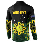 Personalised Australia Tennis Button Sweatshirt Go Aussie Aboriginal Art - Aussie Hoodie