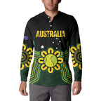 Personalised Australia Tennis Button Sweatshirt Go Aussie Aboriginal Art - Aussie Hoodie