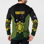Personalised Australia Tennis Button Sweatshirt Go Aussie Aboriginal Art - Aussie Hoodie