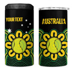 Personalised Australia Tennis 4 in 1 Can Cooler Tumbler Go Aussie Aboriginal Art - Aussie Hoodie