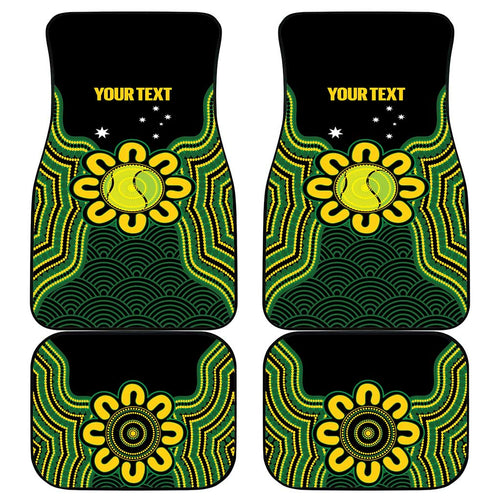 Personalised Australia Tennis Car Mats Go Aussie Aboriginal Art - Aussie Hoodie