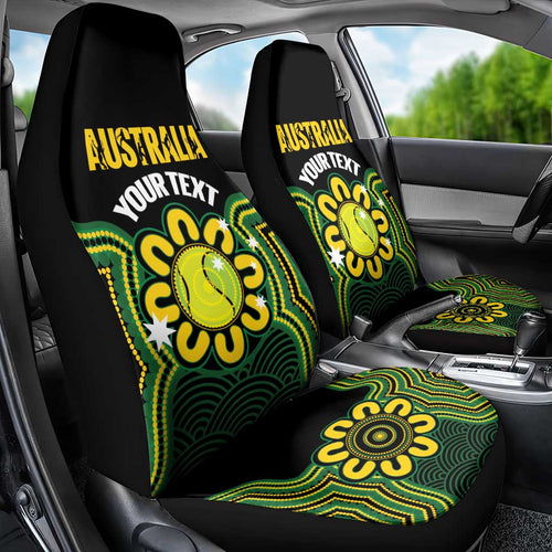 Personalised Australia Tennis Car Seat Cover Go Aussie Aboriginal Art - Aussie Hoodie