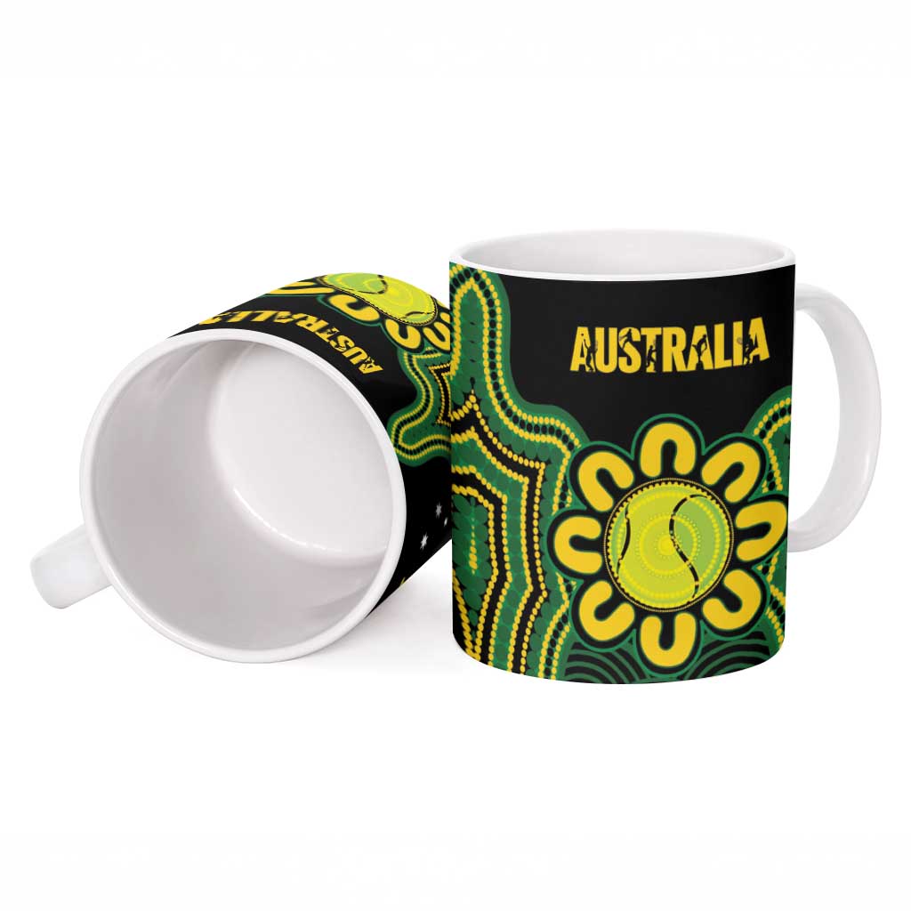 Personalised Australia Tennis Ceramic Mug Go Aussie Aboriginal Art - Aussie Hoodie