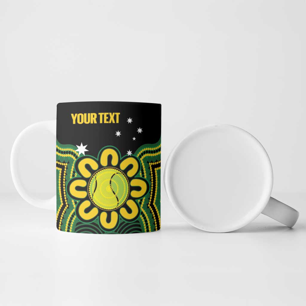Personalised Australia Tennis Ceramic Mug Go Aussie Aboriginal Art - Aussie Hoodie
