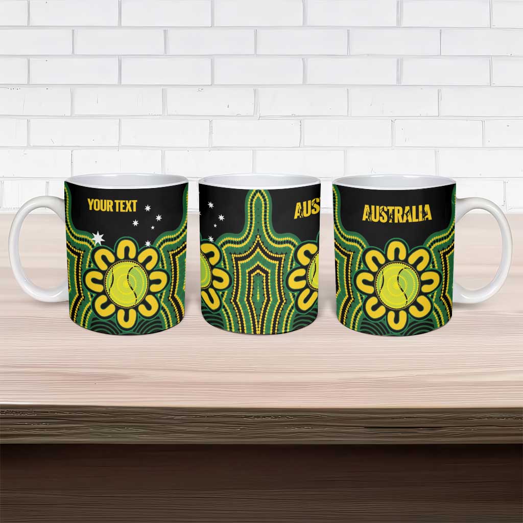 Personalised Australia Tennis Ceramic Mug Go Aussie Aboriginal Art - Aussie Hoodie