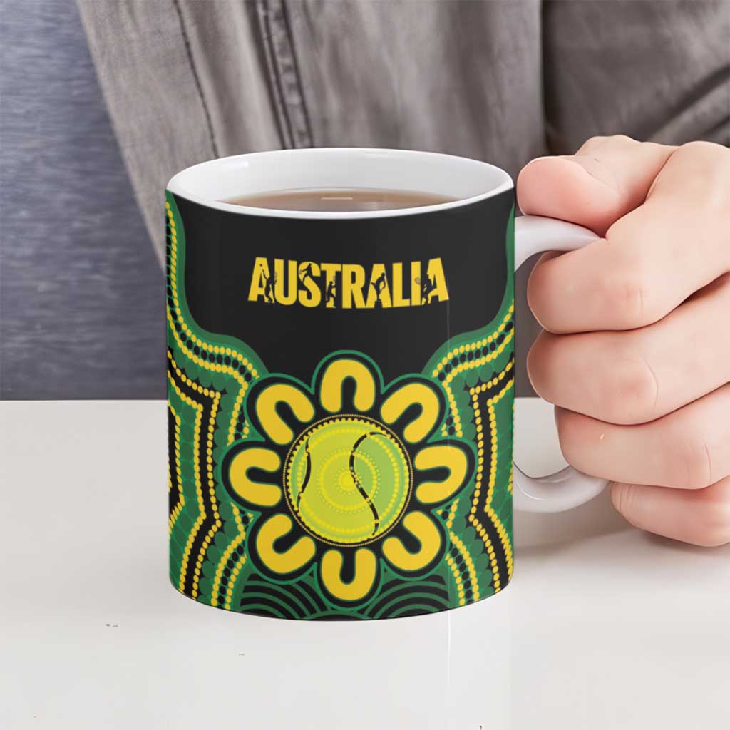 Personalised Australia Tennis Ceramic Mug Go Aussie Aboriginal Art - Aussie Hoodie