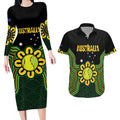 Personalised Australia Tennis Couples Matching Long Sleeve Bodycon Dress and Hawaiian Shirt Go Aussie Aboriginal Art - Aussie Hoodie