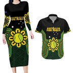 Personalised Australia Tennis Couples Matching Long Sleeve Bodycon Dress and Hawaiian Shirt Go Aussie Aboriginal Art - Aussie Hoodie