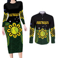 Personalised Australia Tennis Couples Matching Long Sleeve Bodycon Dress and Long Sleeve Button Shirt Go Aussie Aboriginal Art - Aussie Hoodie