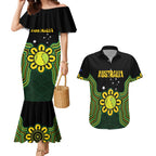 Personalised Australia Tennis Couples Matching Mermaid Dress and Hawaiian Shirt Go Aussie Aboriginal Art - Aussie Hoodie