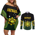 Personalised Australia Tennis Couples Matching Off Shoulder Short Dress and Long Sleeve Button Shirt Go Aussie Aboriginal Art - Aussie Hoodie