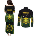 Personalised Australia Tennis Couples Matching Puletasi and Long Sleeve Button Shirt Go Aussie Aboriginal Art - Aussie Hoodie