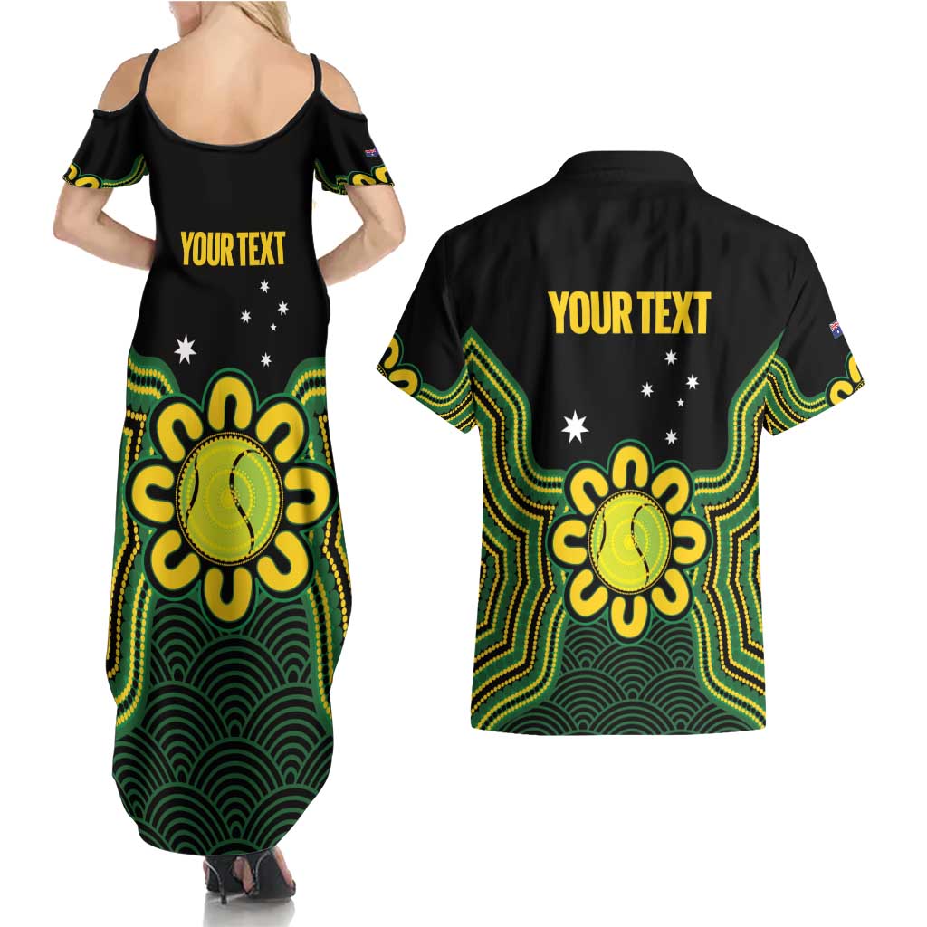 Personalised Australia Tennis Couples Matching Summer Maxi Dress and Hawaiian Shirt Go Aussie Aboriginal Art - Aussie Hoodie