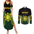Personalised Australia Tennis Couples Matching Summer Maxi Dress and Long Sleeve Button Shirt Go Aussie Aboriginal Art - Aussie Hoodie