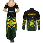 Personalised Australia Tennis Couples Matching Summer Maxi Dress and Long Sleeve Button Shirt Go Aussie Aboriginal Art - Aussie Hoodie