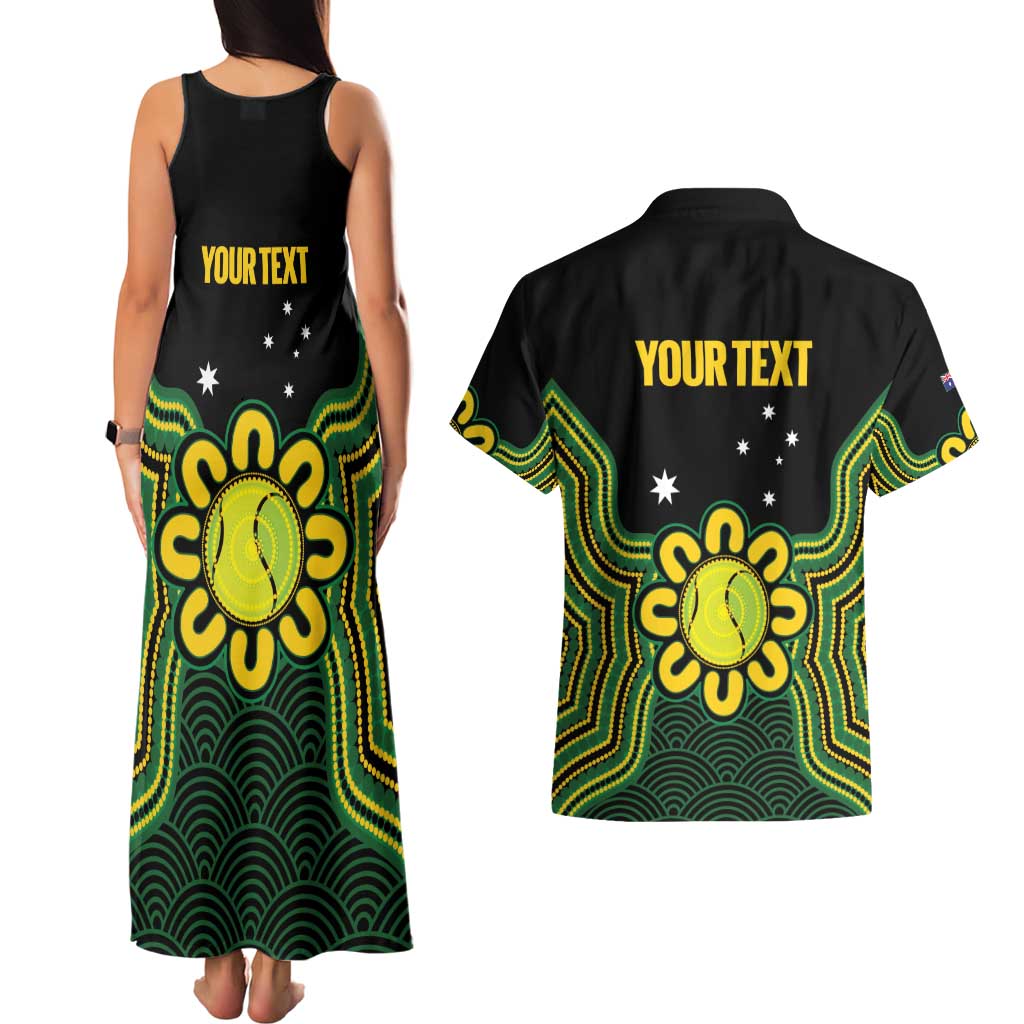 Personalised Australia Tennis Couples Matching Tank Maxi Dress and Hawaiian Shirt Go Aussie Aboriginal Art - Aussie Hoodie