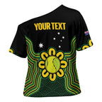 Personalised Australia Tennis Cross Shoulder Shirt Go Aussie Aboriginal Art - Aussie Hoodie