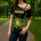 Personalised Australia Tennis Cross Shoulder Shirt Go Aussie Aboriginal Art - Aussie Hoodie