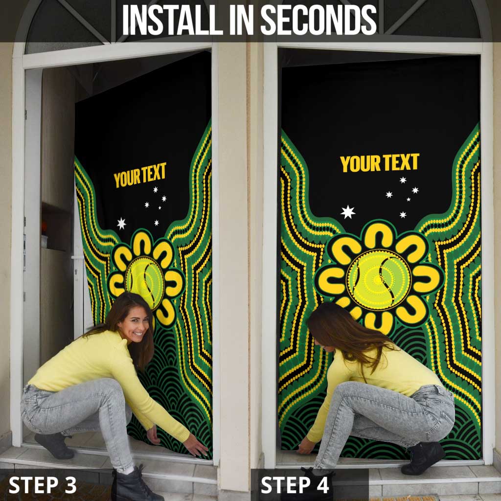 Personalised Australia Tennis Door Cover Go Aussie Aboriginal Art - Aussie Hoodie