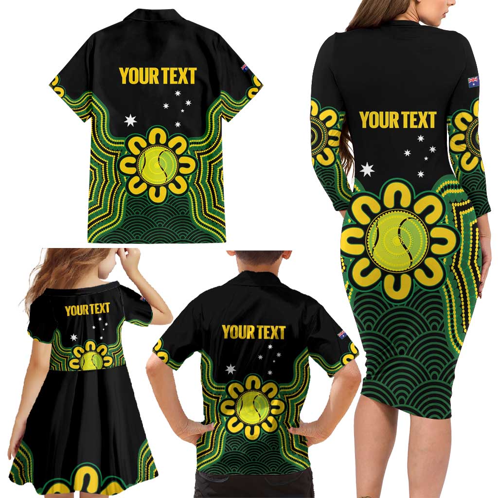 Personalised Australia Tennis Family Matching Long Sleeve Bodycon Dress and Hawaiian Shirt Go Aussie Aboriginal Art - Aussie Hoodie