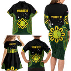Personalised Australia Tennis Family Matching Long Sleeve Bodycon Dress and Hawaiian Shirt Go Aussie Aboriginal Art - Aussie Hoodie