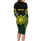 Personalised Australia Tennis Family Matching Long Sleeve Bodycon Dress and Hawaiian Shirt Go Aussie Aboriginal Art - Aussie Hoodie