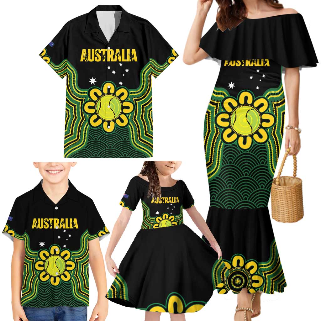 Personalised Australia Tennis Family Matching Mermaid Dress and Hawaiian Shirt Go Aussie Aboriginal Art - Aussie Hoodie