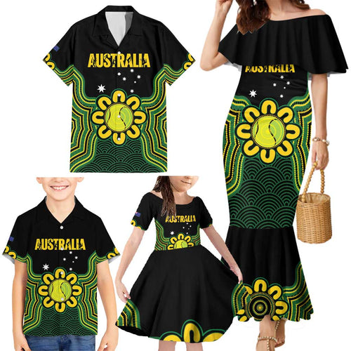 Personalised Australia Tennis Family Matching Mermaid Dress and Hawaiian Shirt Go Aussie Aboriginal Art - Aussie Hoodie
