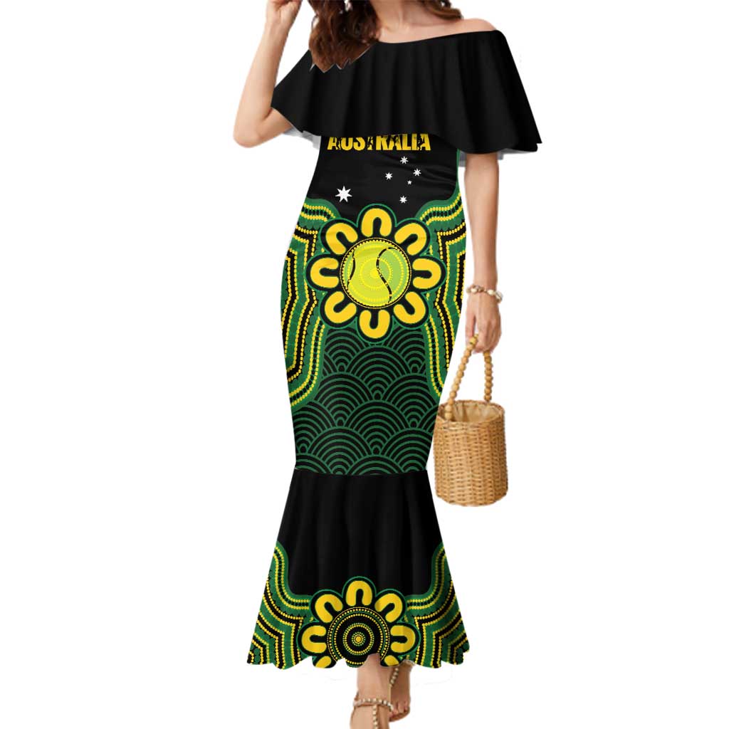 Personalised Australia Tennis Family Matching Mermaid Dress and Hawaiian Shirt Go Aussie Aboriginal Art - Aussie Hoodie