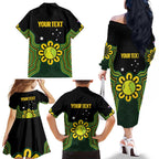 Personalised Australia Tennis Family Matching Off The Shoulder Long Sleeve Dress and Hawaiian Shirt Go Aussie Aboriginal Art - Aussie Hoodie