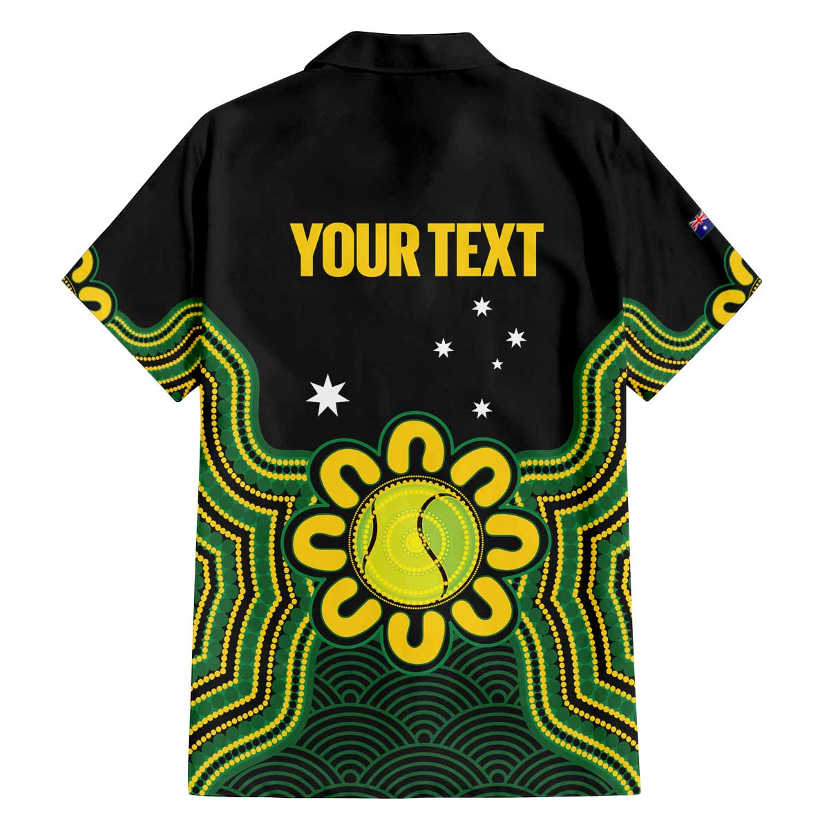 Personalised Australia Tennis Family Matching Off The Shoulder Long Sleeve Dress and Hawaiian Shirt Go Aussie Aboriginal Art - Aussie Hoodie