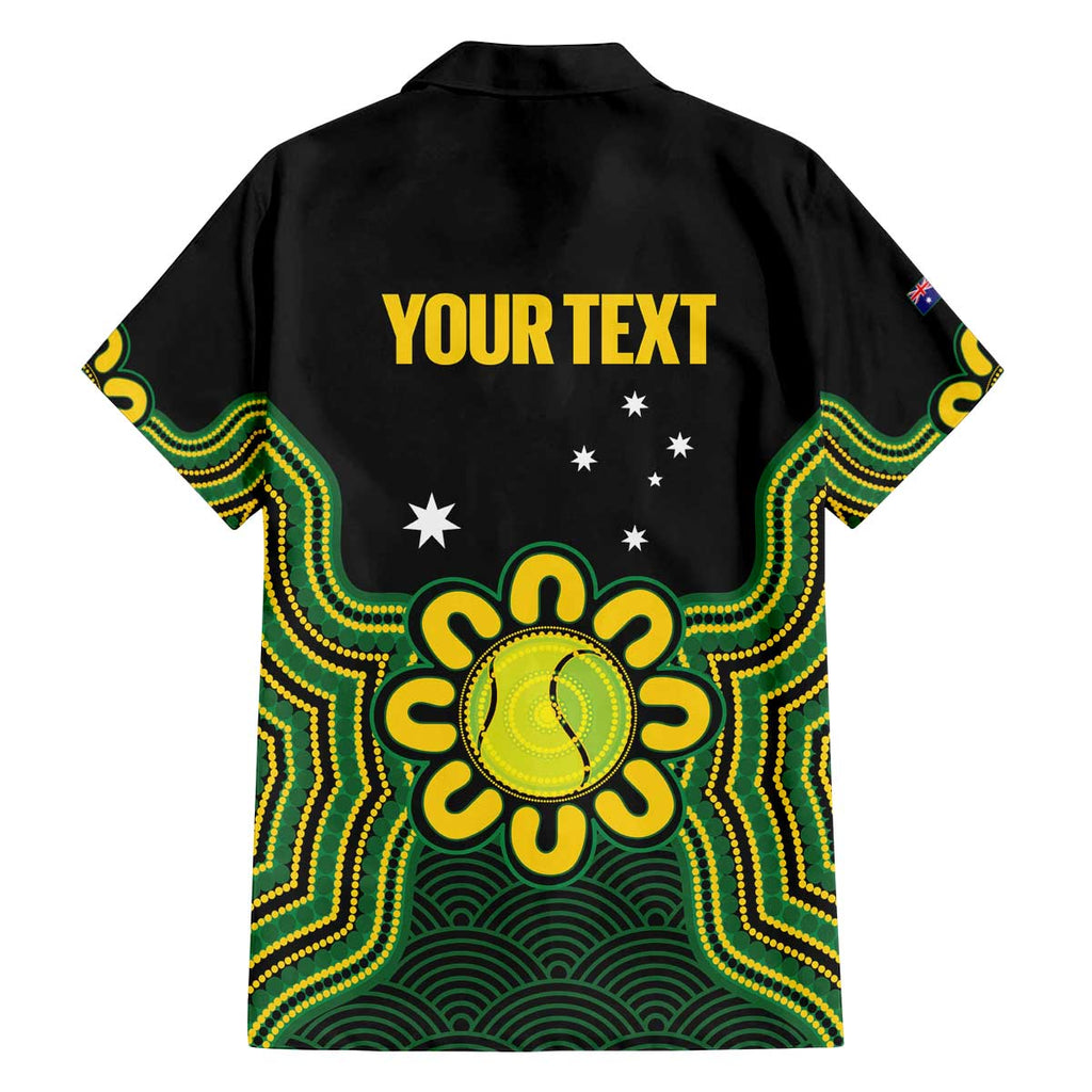 Personalised Australia Tennis Family Matching Off The Shoulder Long Sleeve Dress and Hawaiian Shirt Go Aussie Aboriginal Art - Aussie Hoodie