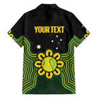 Personalised Australia Tennis Family Matching Off The Shoulder Long Sleeve Dress and Hawaiian Shirt Go Aussie Aboriginal Art - Aussie Hoodie