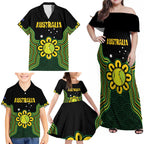 Personalised Australia Tennis Family Matching Off Shoulder Maxi Dress and Hawaiian Shirt Go Aussie Aboriginal Art - Aussie Hoodie