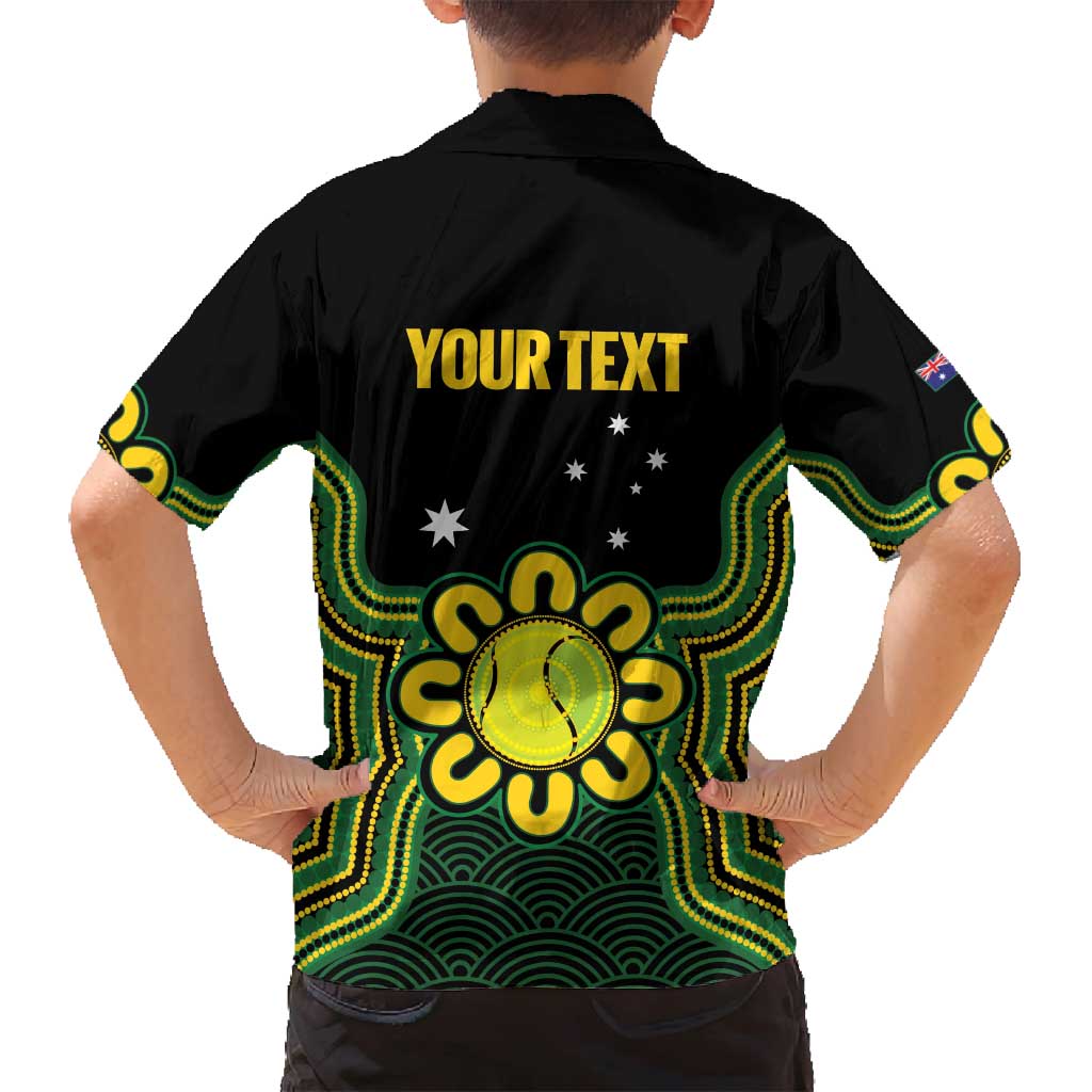 Personalised Australia Tennis Family Matching Off Shoulder Maxi Dress and Hawaiian Shirt Go Aussie Aboriginal Art - Aussie Hoodie