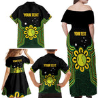 Personalised Australia Tennis Family Matching Off Shoulder Maxi Dress and Hawaiian Shirt Go Aussie Aboriginal Art - Aussie Hoodie