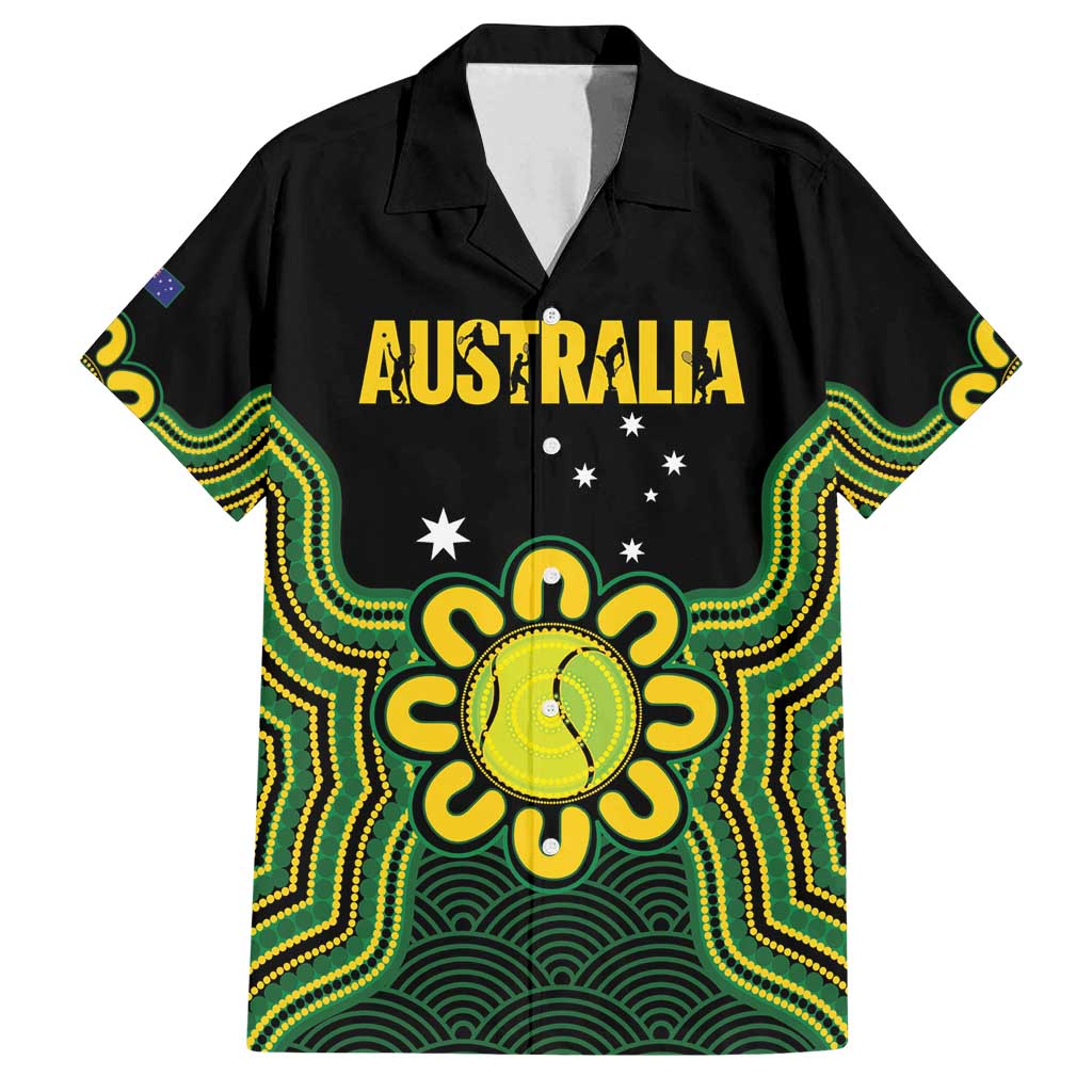 Personalised Australia Tennis Family Matching Off Shoulder Maxi Dress and Hawaiian Shirt Go Aussie Aboriginal Art - Aussie Hoodie