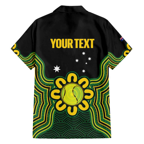 Personalised Australia Tennis Family Matching Off Shoulder Maxi Dress and Hawaiian Shirt Go Aussie Aboriginal Art - Aussie Hoodie