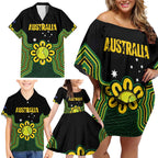 Personalised Australia Tennis Family Matching Off Shoulder Short Dress and Hawaiian Shirt Go Aussie Aboriginal Art - Aussie Hoodie