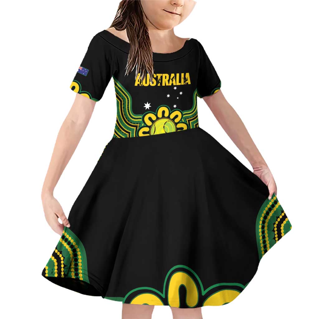 Personalised Australia Tennis Family Matching Off Shoulder Short Dress and Hawaiian Shirt Go Aussie Aboriginal Art - Aussie Hoodie