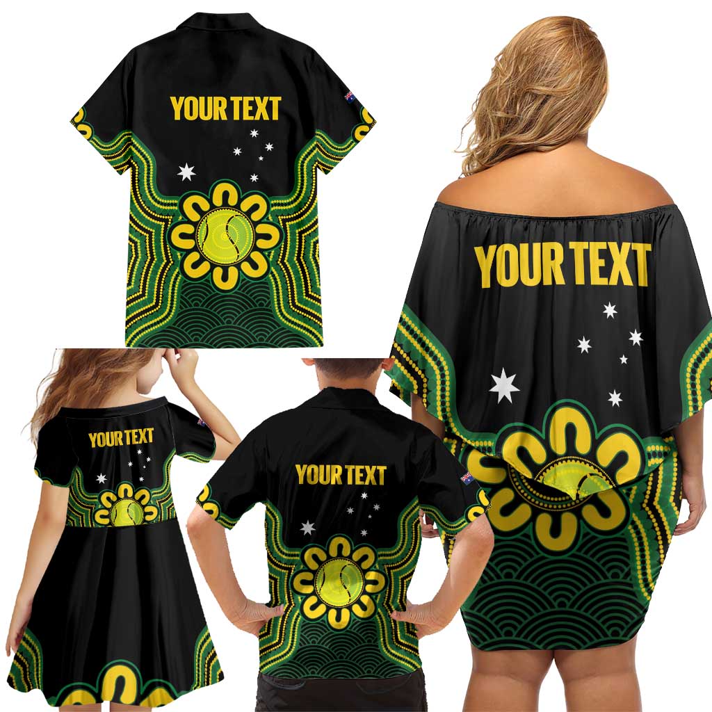Personalised Australia Tennis Family Matching Off Shoulder Short Dress and Hawaiian Shirt Go Aussie Aboriginal Art - Aussie Hoodie