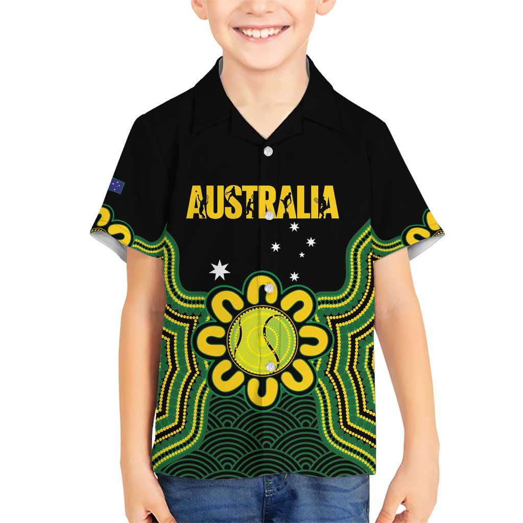 Personalised Australia Tennis Family Matching Off Shoulder Short Dress and Hawaiian Shirt Go Aussie Aboriginal Art - Aussie Hoodie