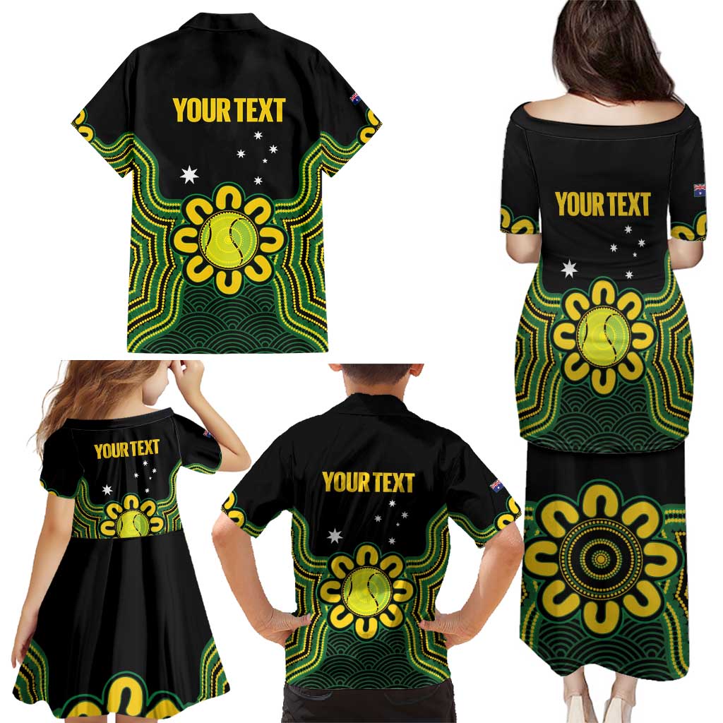 Personalised Australia Tennis Family Matching Puletasi and Hawaiian Shirt Go Aussie Aboriginal Art - Aussie Hoodie