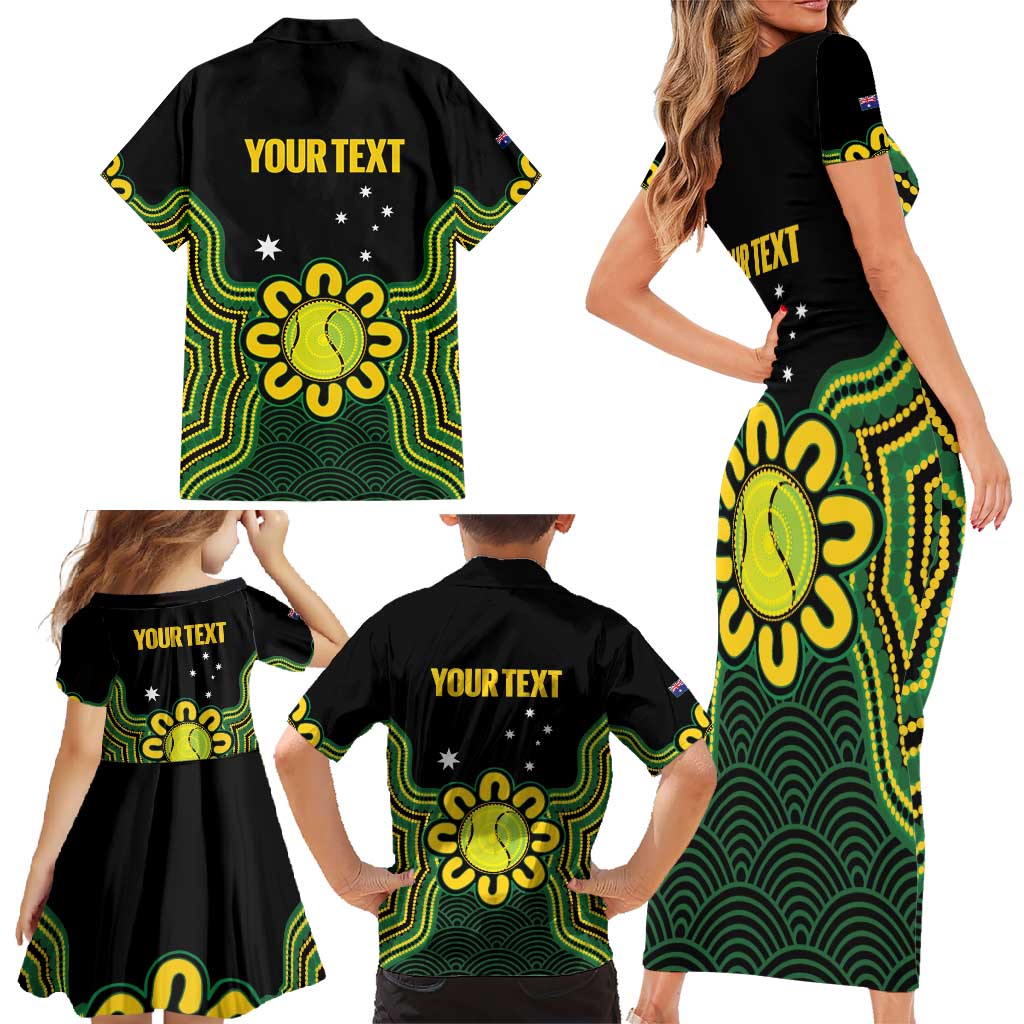 Personalised Australia Tennis Family Matching Short Sleeve Bodycon Dress and Hawaiian Shirt Go Aussie Aboriginal Art - Aussie Hoodie