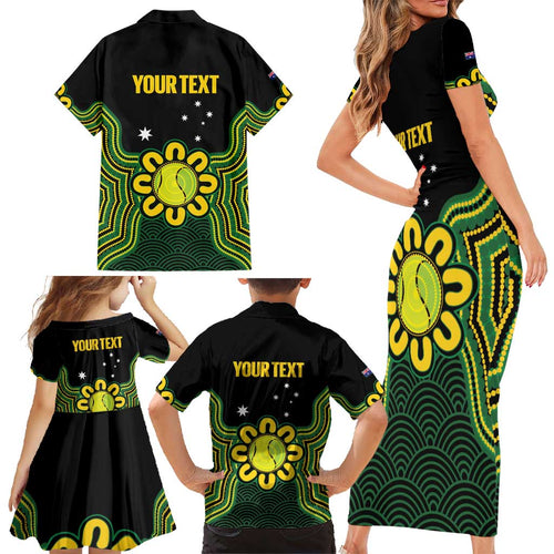 Personalised Australia Tennis Family Matching Short Sleeve Bodycon Dress and Hawaiian Shirt Go Aussie Aboriginal Art - Aussie Hoodie