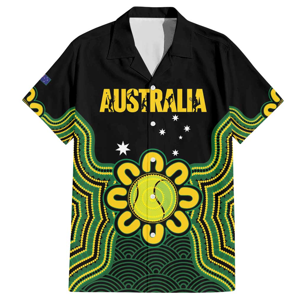Personalised Australia Tennis Family Matching Short Sleeve Bodycon Dress and Hawaiian Shirt Go Aussie Aboriginal Art - Aussie Hoodie