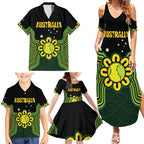 Personalised Australia Tennis Family Matching Summer Maxi Dress and Hawaiian Shirt Go Aussie Aboriginal Art - Aussie Hoodie