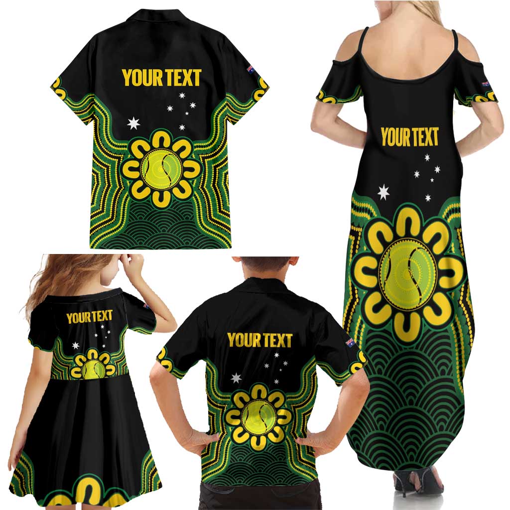 Personalised Australia Tennis Family Matching Summer Maxi Dress and Hawaiian Shirt Go Aussie Aboriginal Art - Aussie Hoodie