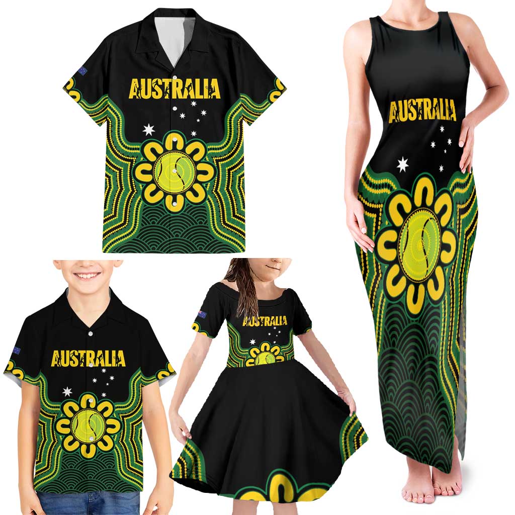 Personalised Australia Tennis Family Matching Tank Maxi Dress and Hawaiian Shirt Go Aussie Aboriginal Art - Aussie Hoodie